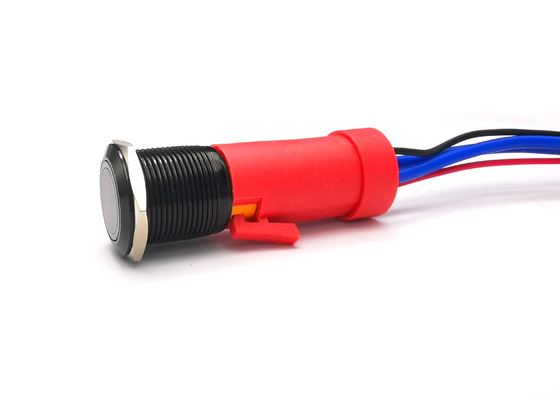 Interruptor anodizado preto 19mm 10amp do vândalo da alumina anti com luz conduzida vermelha