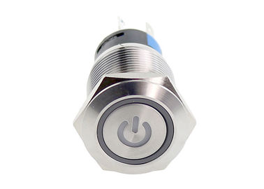 interruptor de tecla iluminado VERMELHO azul de 19mm em volta do símbolo 5 Pin Terminal dos olhos do ângulo principal