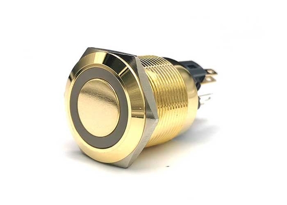 22mm anti interruptor de tecla de bronze folheado a níquel do vândalo com símbolo Ring Led do poder