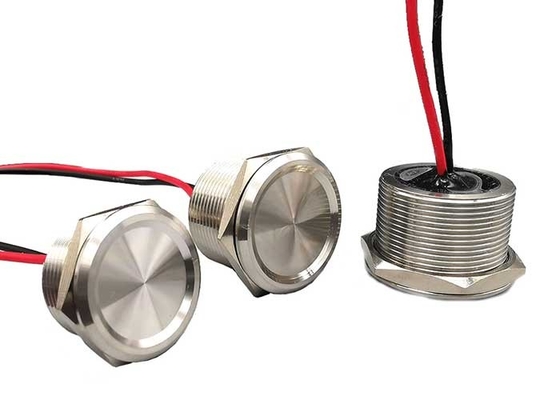 dos fios Piezo momentâneos do metal 2 do interruptor do toque de 25mm Ip69 Rgb cabeça lisa nenhum conduzido